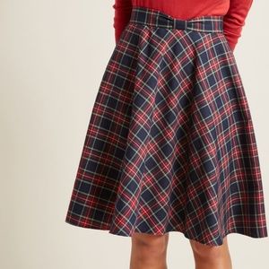 Plaid Skirt with Bow Waist